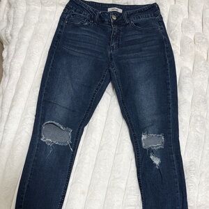 Refuge Dark Blue Ripped Skinny Jeans